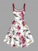 Plus Size Flowers Leaf Print Hawaii Tank Dress -  