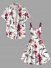 Plus Size Flowers Leaf Print Hawaii Tank Dress -  