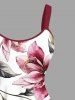 Plus Size Flowers Leaf Print Hawaii Tank Dress -  