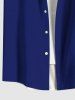 Plus Size Tropical Leaf Hibiscus Flowers Print Buttons Pocket Hawaii Shirt For Men -  