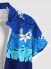 Plus Size Tropical Leaf Hibiscus Flowers Print Buttons Pocket Hawaii Shirt For Men -  