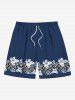 Flower Leaf Geometric Blocks Print Plus Size Matching Hawaii Beach Outfit For Couples -  