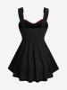 Gothic Jacquard Pointelle Hollow Out Contrast Piping Top and Lace Up Cinched Two Tone A Line Skirt Plus Size Outfit -  