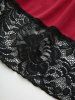 Gothic Jacquard Pointelle Hollow Out Contrast Piping Top and Lace Up Cinched Two Tone A Line Skirt Plus Size Outfit -  