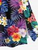 Ensemble assorti haut cintré uni et jupe trapèze fendue à imprimé feuilles tropicales et fleurs d'hibiscus hawaïennes grande taille - Concorde 