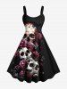 Tenue assortie grande taille pour couple, motif tête de mort et rose, pour Halloween - Noir 