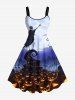 Halloween Pumpkin Lantern Skeleton Wizard Tree Moon Print Plus Size Matching Outfit For Couples -  