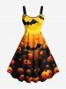 Tenue d'Halloween grande taille à imprimé citrouille, lanterne et chauve-souris pour couples - Orange 