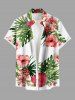 Tenue de plage hawaïenne assortie grande taille à imprimé feuilles tropicales et fleurs d'hibiscus pour couples - Blanc 