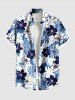 Tenue de plage hawaïenne assortie grande taille à imprimé feuilles tropicales et fleurs d'hibiscus pour couples - Bleu 