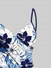 Tenue de plage hawaïenne assortie grande taille à imprimé feuilles tropicales et fleurs d'hibiscus pour couples - Bleu 
