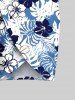 Tenue de plage hawaïenne assortie grande taille à imprimé feuilles tropicales et fleurs d'hibiscus pour couples - Bleu 
