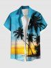 Matching Hawaii Shirt and Romper Plus Size Beach Outfit Coconut Tree Sea Ombre Sunset Print For Couples -  