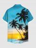 Matching Hawaii Shirt and Romper Plus Size Beach Outfit Coconut Tree Sea Ombre Sunset Print For Couples -  