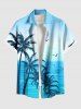 Tenue de plage hawaïenne assortie grande taille à imprimé oiseaux de mer et cocotiers, colorblock, pour couples - Bleu clair 