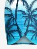 Tenue de plage hawaïenne assortie grande taille à imprimé oiseaux de mer et cocotiers, colorblock, pour couples - Bleu clair 