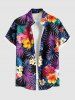 Tropical Leaf Hibiscus Flower Print Plus Size Matching Hawaii Beach Outfit For Couples -  