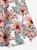 Jupe trapèze fendue hawaïenne grande taille à imprimé feuilles tropicales et fleurs d'hibiscus - Rose clair 3X