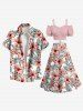 Jupe trapèze fendue hawaïenne grande taille à imprimé feuilles tropicales et fleurs d'hibiscus - Rose clair 3X