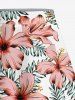 Jupe trapèze fendue hawaïenne grande taille à imprimé feuilles tropicales et fleurs d'hibiscus - Rose clair 3X