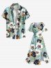 Plus Size Ombre Flower Leaf Print Hawaii Split Pocket A Line Midi Dress -  