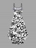Plus Size Coconut Tree Leopard Print Hawaii High Low Asymmetric Cami Dress -  