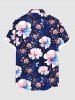Plus Size Ombre Flower Print Hawaii Button Pocket Shirt For Men -  