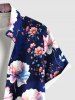 Plus Size Ombre Flower Print Hawaii Button Pocket Shirt For Men -  