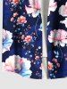 Plus Size Ombre Flower Print Hawaii Button Pocket Shirt For Men -  