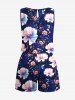 Plus Size Ombre Flower Print Hawaii Drawstring Pocket Romper -  