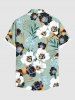 Plus Size Ombre Flower Leaf Print Hawaii Button Pocket Shirt For Men -  