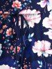 Combinaison hawaïenne grande taille à imprimé floral ombré et cordon de serrage avec poches - Bleu profond 5X