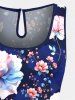 Combinaison hawaïenne grande taille à imprimé floral ombré et cordon de serrage avec poches - Bleu profond 5X