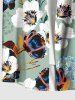 Plus Size Ombre Flower Leaf Print Hawaii Button Pocket Shirt For Men -  