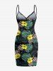 Plus Size Tropical Leaf Hibiscus Flower Print Hawaii Convertible Beach Cover Up -  