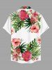 Plus Size Hibiscus Flowers Tropical Leaf Print Buttons Pocket Hawaii Shirt For Men -  