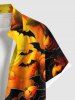 Chemise grande taille à boutons et poches pour homme, imprimé citrouille, lanterne, chauve-souris, Halloween - Orange M