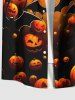 Chemise grande taille à boutons et poches pour homme, imprimé citrouille, lanterne, chauve-souris, Halloween - Orange 3XL