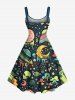 Plus Size Galaxy Star Moon Planet Alien Print Hawaii Tank Dress -  