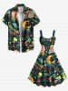 Plus Size Galaxy Star Moon Planet Alien Print Hawaii Tank Dress -  
