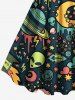 Robe débardeur hawaïenne grande taille à imprimé galaxie, étoiles, lune, planète, extraterrestre - Noir 4X