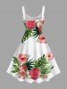 Robe débardeur hawaïenne grande taille à imprimé feuilles tropicales et fleurs d'hibiscus - Blanc XXS