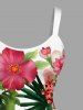 Plus Size Hibiscus Flowers Tropical Leaf Print Hawaii Tank Dress -  