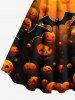 Plus Size Halloween Pumpkin Lantern Bat Print Tank Dress -  