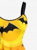 Plus Size Halloween Pumpkin Lantern Bat Print Tank Dress -  