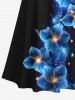 Robe longue hawaïenne grande taille à imprimé floral et paillettes 3D, épaules dénudées et croisée - Noir XXS