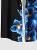 Plus Size Flowers Glitter 3D Print Buttons Pocket Hawaii Shirt For Men -  