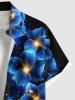 Plus Size Flowers Glitter 3D Print Buttons Pocket Hawaii Shirt For Men -  
