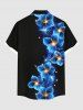 Plus Size Flowers Glitter 3D Print Buttons Pocket Hawaii Shirt For Men -  
