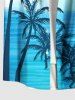 Plus Size Coconut Tree Ombre Colorblock Sea Bird Print Buttons Pocket Hawaii Shirt For Men -  